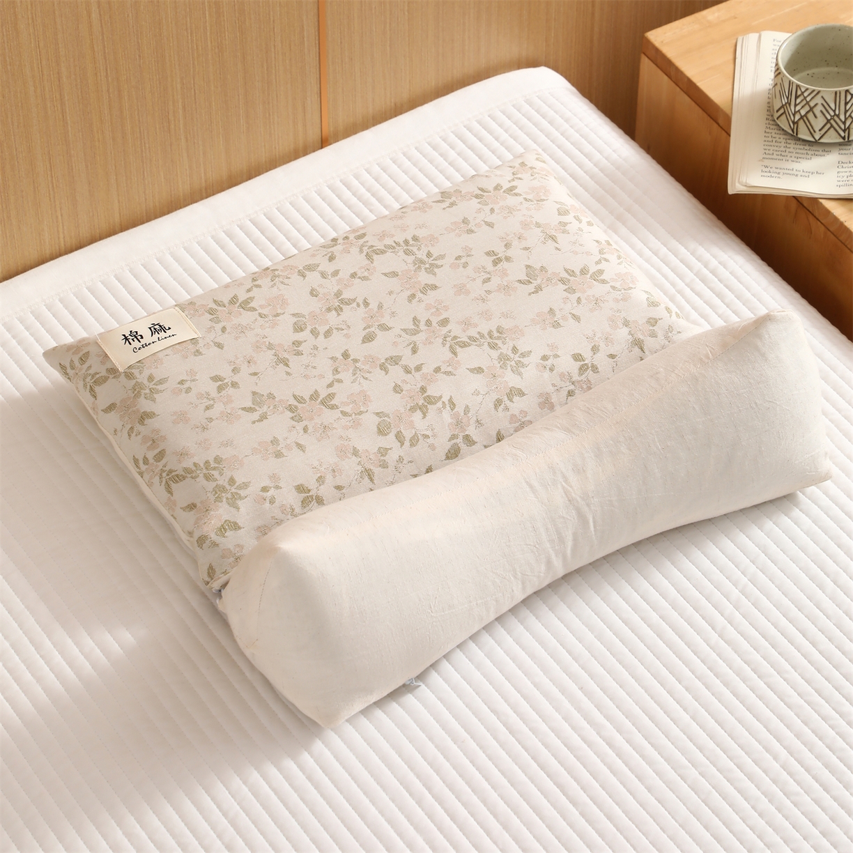 芯洲 2026新款棉麻二合一组合可拆洗多功能两用荞麦枕枕头枕芯 春遇二合一-米黄