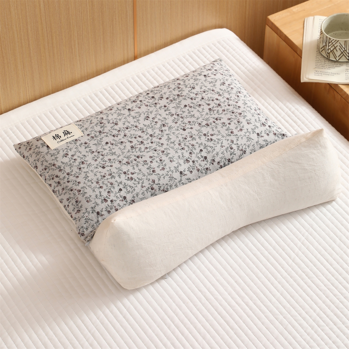 芯洲 2026新款棉麻二合一组合可拆洗多功能两用荞麦枕枕头枕芯 春遇二合一-兰紫