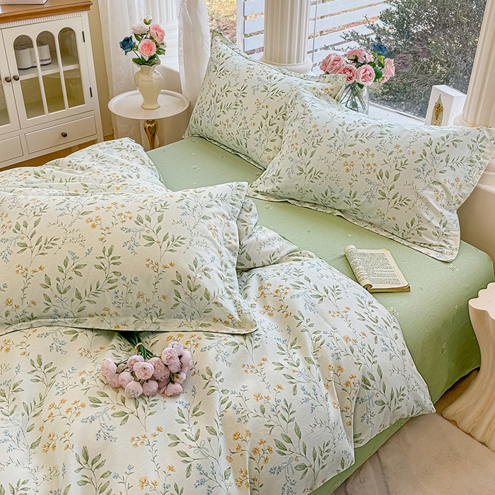 91家纺网 家纺一手货源 找家纺 佑金甜 2026新款精梳全棉印花单被套 林间小筑