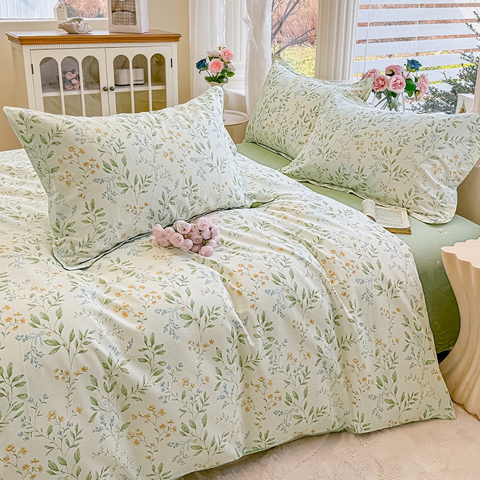 91家纺网 家纺一手货源 找家纺 佑金甜 2026新款精梳全棉印花单被套 林间小筑