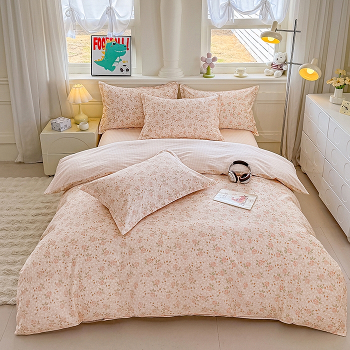91家纺网 家纺一手货源 找家纺 佑金甜 2026新款精梳全棉印花单被套 玫瑰华集