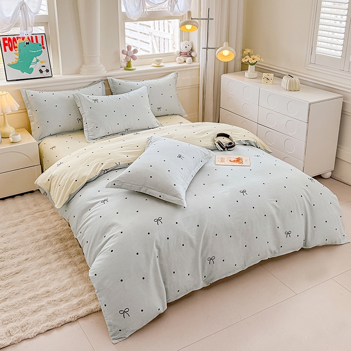 91家纺网 家纺一手货源 找家纺 佑金甜 2026新款精梳全棉印花单被套 奶盐气泡