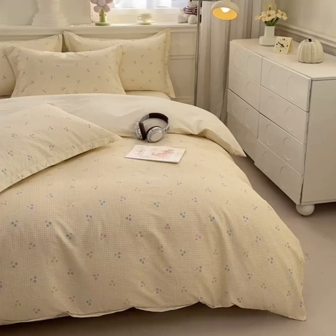 91家纺网 家纺一手货源 找家纺 佑金甜 2026新款精梳全棉印花单被套 奶油派
