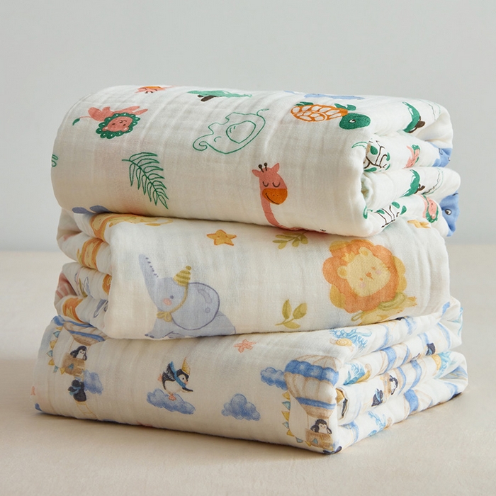 91家纺网 家纺一手货源 找家纺 嗨生活 2026新款A类婴幼儿童夏凉空调被子浴巾六层纱布毛巾被纯棉办公室幼儿园午睡盖毯子 组合图