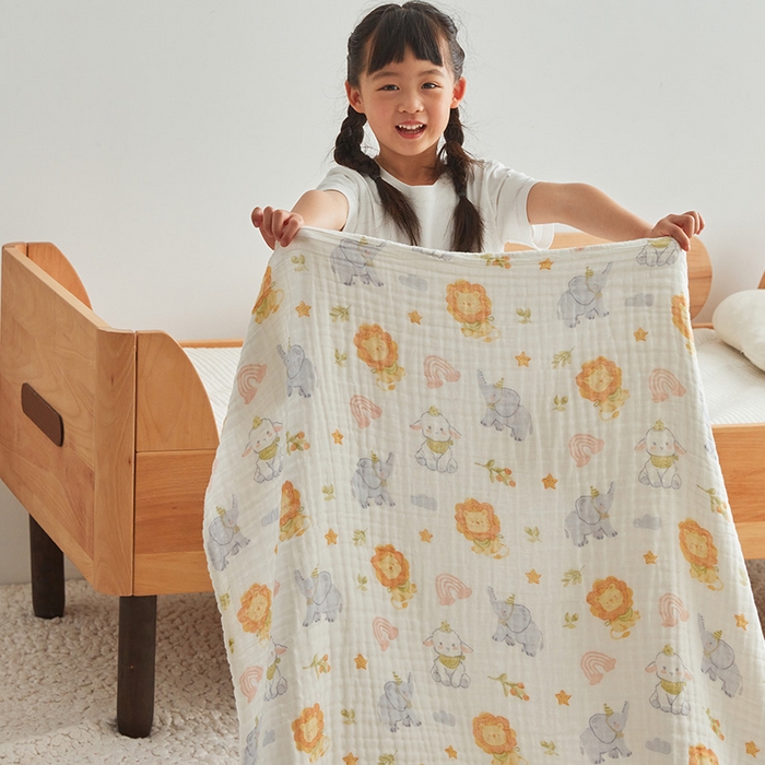 91家纺网 家纺一手货源 找家纺 嗨生活 2026新款A类婴幼儿童夏凉空调被子浴巾六层纱布毛巾被纯棉办公室幼儿园午睡盖毯子 丛林狮子