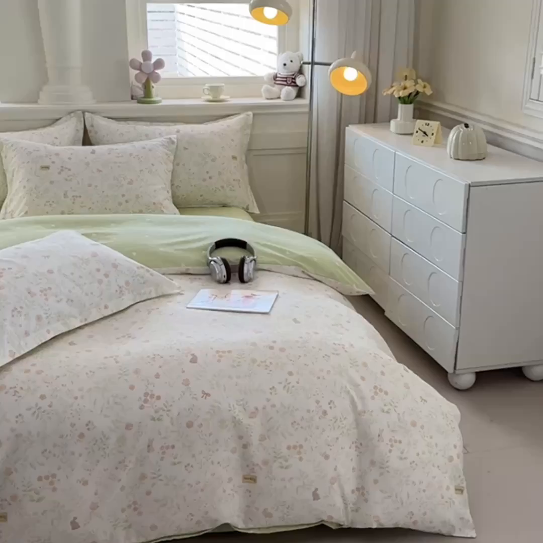 91家纺网 家纺一手货源 找家纺 佑金甜 2026新款精梳全棉印花单被套 青兔集