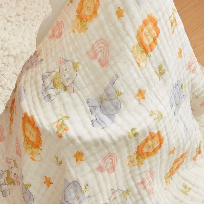 91家纺网 家纺一手货源 找家纺 嗨生活 2026新款A类婴幼儿童夏凉空调被子浴巾六层纱布毛巾被纯棉办公室幼儿园午睡盖毯子 丛林狮子