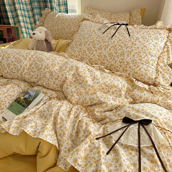 91家纺网 家纺一手货源 找家纺 （总）凯洛奇 2026新款A类仿棉云朵棉蝴蝶结花边四件套（提供买家秀）