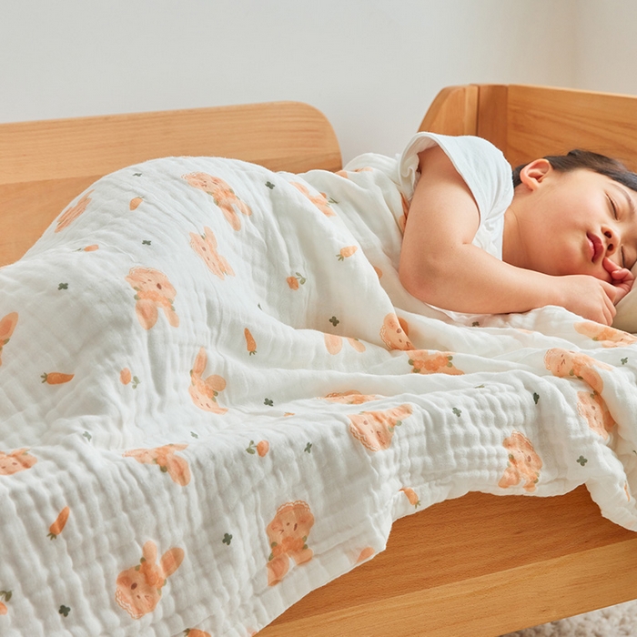 91家纺网 家纺一手货源 找家纺 嗨生活 2026新款A类婴幼儿童夏凉空调被子浴巾六层纱布毛巾被纯棉办公室幼儿园午睡盖毯子 呆萌兔