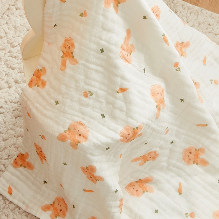 91家纺网 家纺一手货源 找家纺 嗨生活 2026新款A类婴幼儿童夏凉空调被子浴巾六层纱布毛巾被纯棉办公室幼儿园午睡盖毯子 呆萌兔