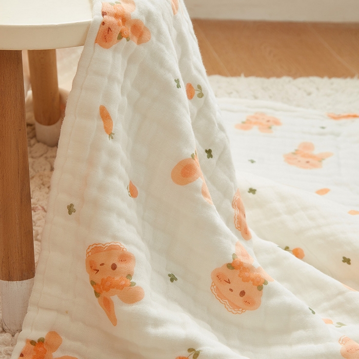 91家纺网 家纺一手货源 找家纺 嗨生活 2026新款A类婴幼儿童夏凉空调被子浴巾六层纱布毛巾被纯棉办公室幼儿园午睡盖毯子 呆萌兔