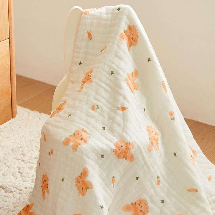 91家纺网 家纺一手货源 找家纺 嗨生活 2026新款A类婴幼儿童夏凉空调被子浴巾六层纱布毛巾被纯棉办公室幼儿园午睡盖毯子 呆萌兔