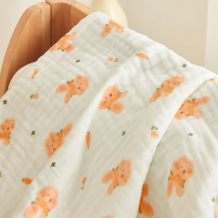 91家纺网 家纺一手货源 找家纺 嗨生活 2026新款A类婴幼儿童夏凉空调被子浴巾六层纱布毛巾被纯棉办公室幼儿园午睡盖毯子 呆萌兔