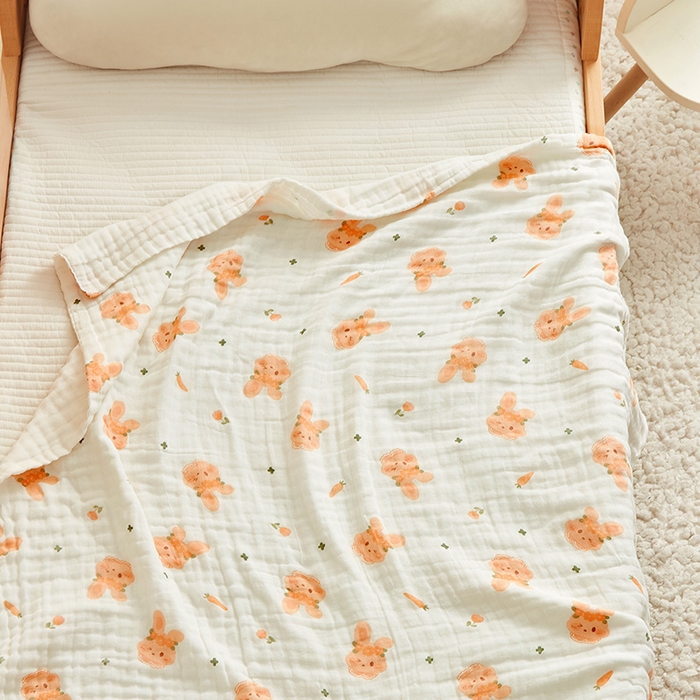 91家纺网 家纺一手货源 找家纺 嗨生活 2026新款A类婴幼儿童夏凉空调被子浴巾六层纱布毛巾被纯棉办公室幼儿园午睡盖毯子 呆萌兔