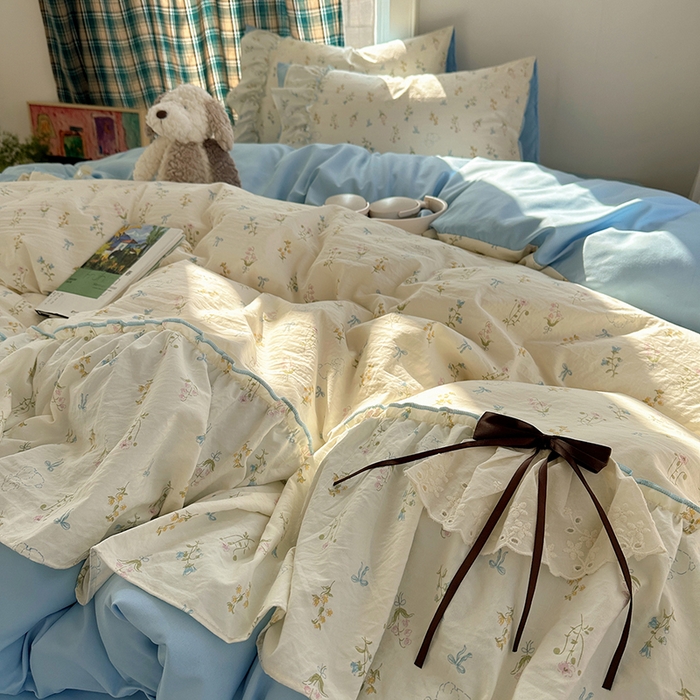 91家纺网 家纺一手货源 找家纺 （总）凯洛奇 2026新款A类仿棉云朵棉蝴蝶结花边四件套（提供买家秀）