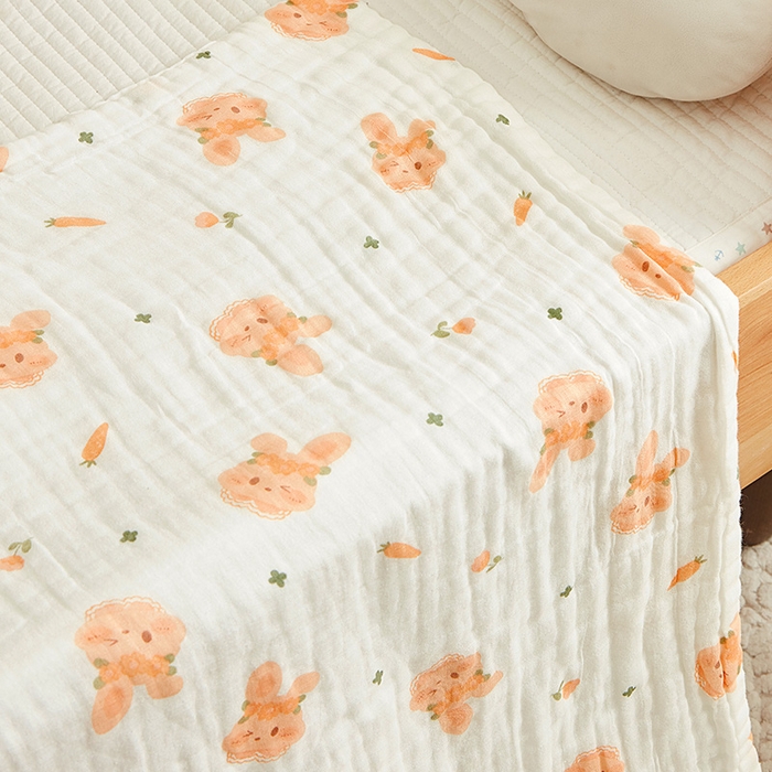 91家纺网 家纺一手货源 找家纺 嗨生活 2026新款A类婴幼儿童夏凉空调被子浴巾六层纱布毛巾被纯棉办公室幼儿园午睡盖毯子 呆萌兔