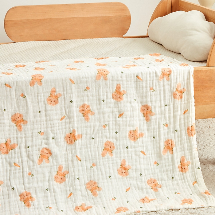 91家纺网 家纺一手货源 找家纺 嗨生活 2026新款A类婴幼儿童夏凉空调被子浴巾六层纱布毛巾被纯棉办公室幼儿园午睡盖毯子 呆萌兔