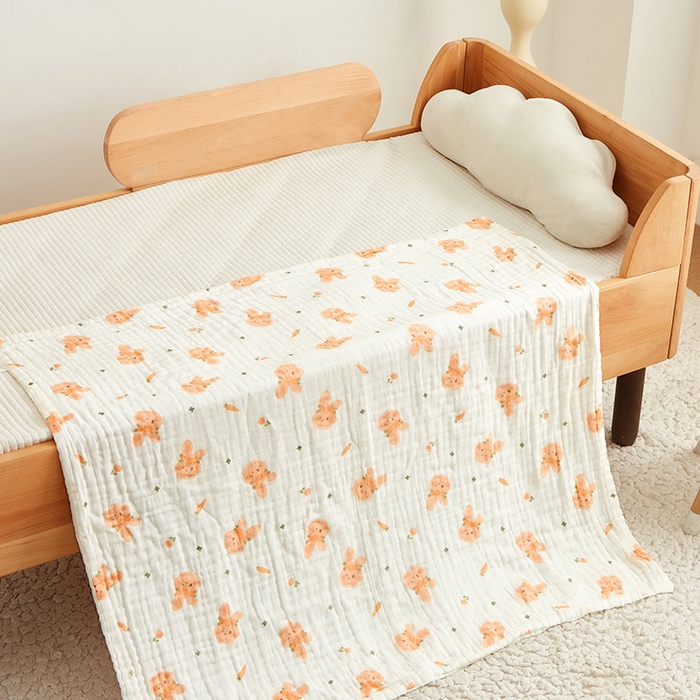 91家纺网 家纺一手货源 找家纺 嗨生活 2026新款A类婴幼儿童夏凉空调被子浴巾六层纱布毛巾被纯棉办公室幼儿园午睡盖毯子 呆萌兔