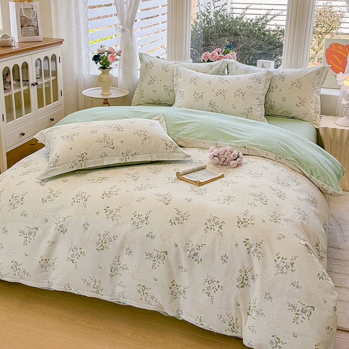 91家纺网 家纺一手货源 找家纺 佑金甜 2026新款精梳全棉印花单被套 青枝白樱