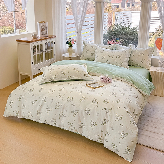 91家纺网 家纺一手货源 找家纺 佑金甜 2026新款精梳全棉印花单被套 青枝白樱