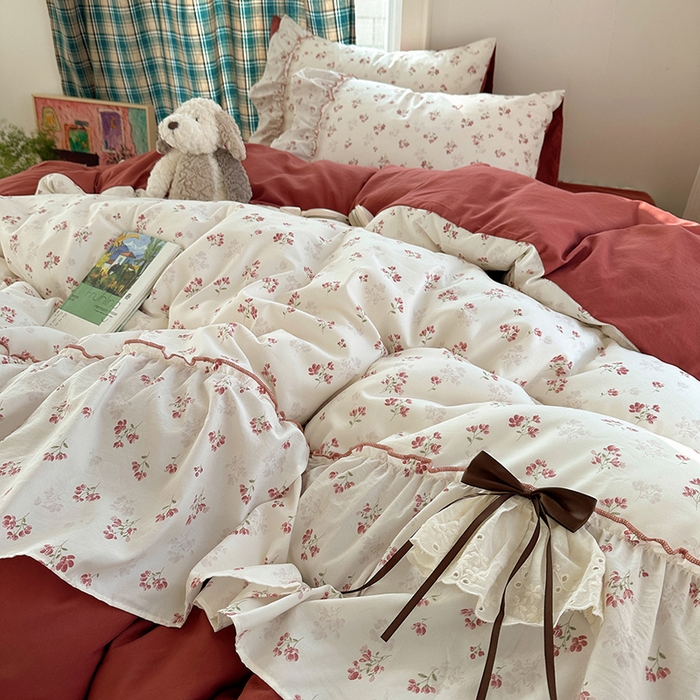 91家纺网 家纺一手货源 找家纺 （总）凯洛奇 2026新款A类仿棉云朵棉蝴蝶结花边四件套（提供买家秀）