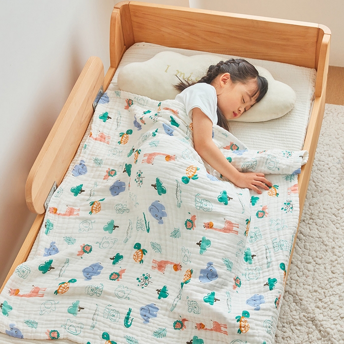 嗨生活 2026新款A类婴幼儿童夏凉空调被子浴巾六层纱布毛巾被纯棉办公室幼儿园午睡盖毯子 动物乐园