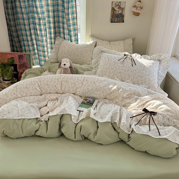 91家纺网 家纺一手货源 找家纺 （总）凯洛奇 2026新款A类仿棉云朵棉蝴蝶结花边四件套（提供买家秀）