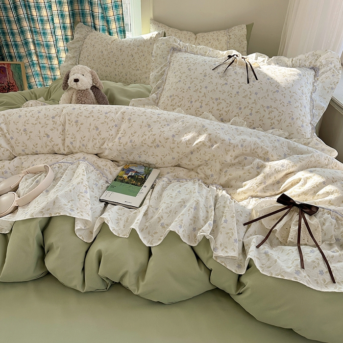 91家纺网 家纺一手货源 找家纺 （总）凯洛奇 2026新款A类仿棉云朵棉蝴蝶结花边四件套（提供买家秀）