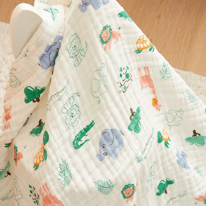 91家纺网 家纺一手货源 找家纺 嗨生活 2026新款A类婴幼儿童夏凉空调被子浴巾六层纱布毛巾被纯棉办公室幼儿园午睡盖毯子 动物乐园