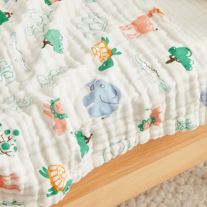 91家纺网 家纺一手货源 找家纺 嗨生活 2026新款A类婴幼儿童夏凉空调被子浴巾六层纱布毛巾被纯棉办公室幼儿园午睡盖毯子 动物乐园