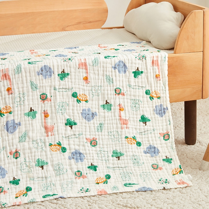 91家纺网 家纺一手货源 找家纺 嗨生活 2026新款A类婴幼儿童夏凉空调被子浴巾六层纱布毛巾被纯棉办公室幼儿园午睡盖毯子 动物乐园