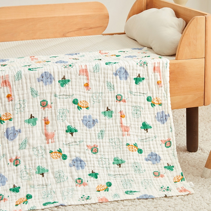 91家纺网 家纺一手货源 找家纺 嗨生活 2026新款A类婴幼儿童夏凉空调被子浴巾六层纱布毛巾被纯棉办公室幼儿园午睡盖毯子 动物乐园