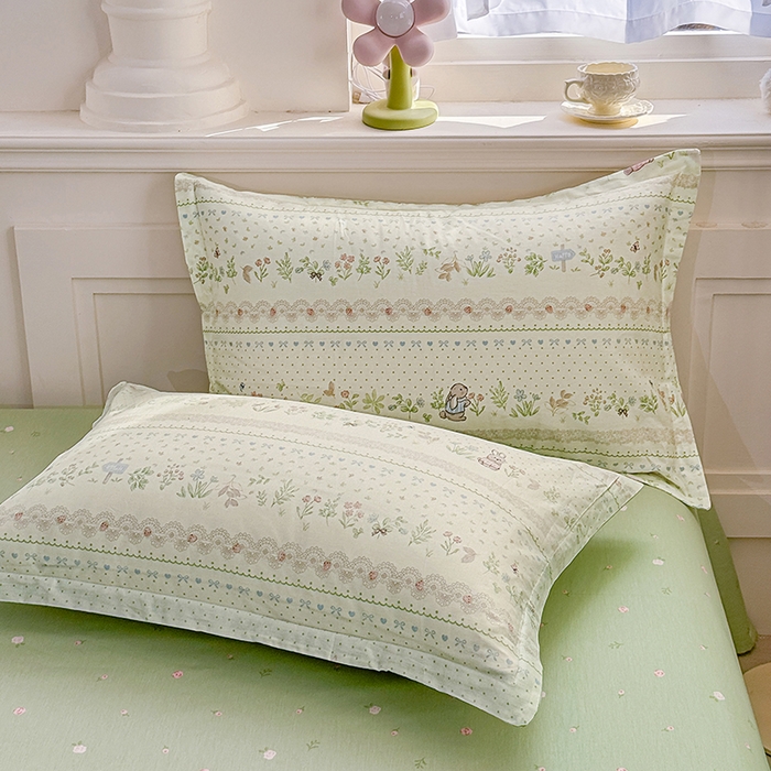 91家纺网 家纺一手货源 找家纺 佑金甜 2026新款精梳全棉印花单被套 森系小兔