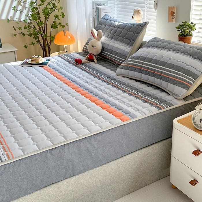 91家纺网 家纺一手货源 找家纺 犇牛仓储供应链 2026新款亲肤纯棉加厚床笠 彩色-安迪橘