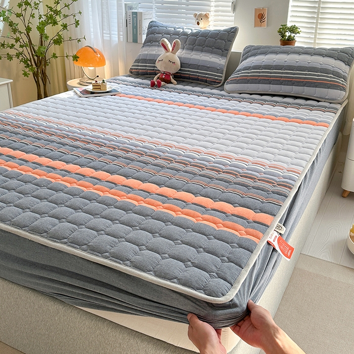 91家纺网 家纺一手货源 找家纺 犇牛仓储供应链 2026新款亲肤纯棉加厚床笠 彩色-安迪橘