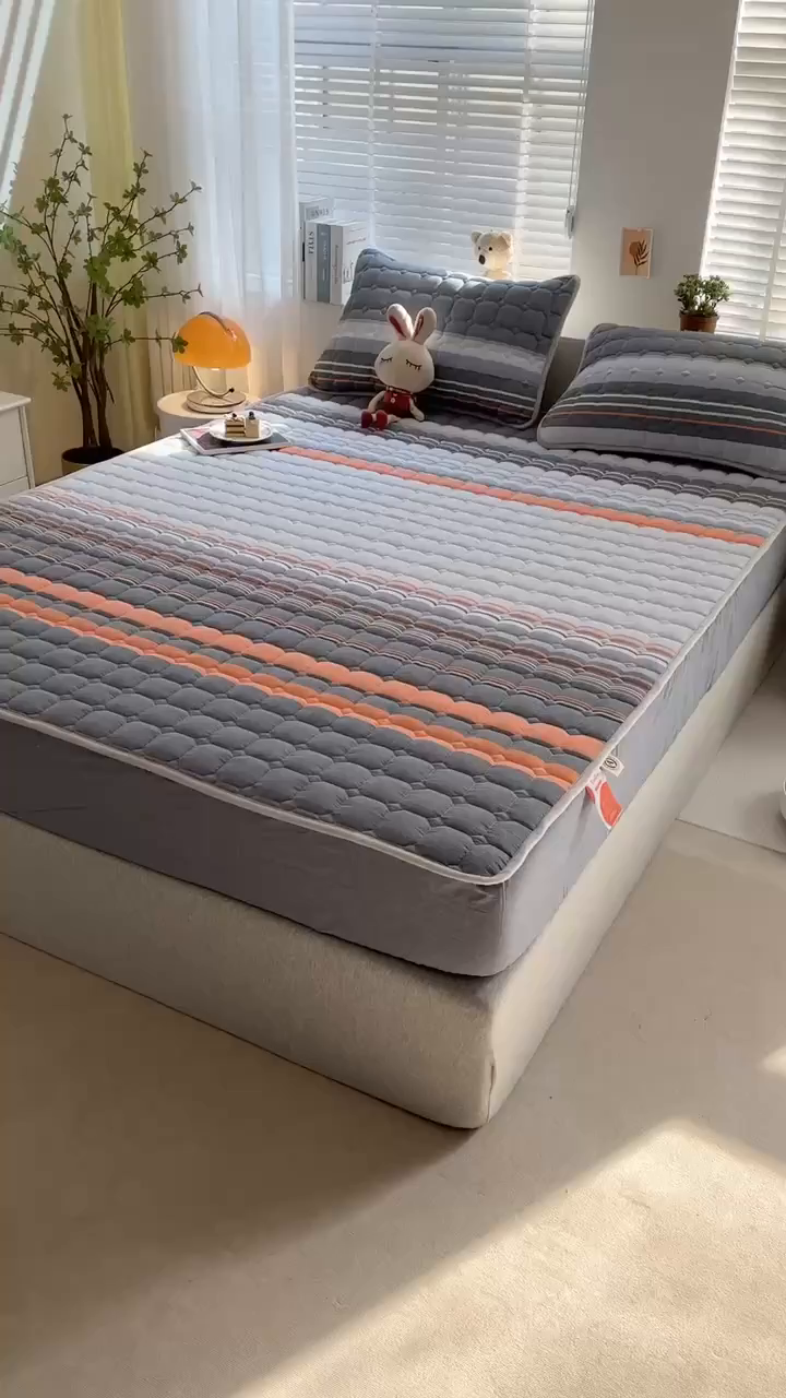 91家纺网 家纺一手货源 找家纺 犇牛仓储供应链 2026新款亲肤纯棉加厚床笠 彩色-安迪橘