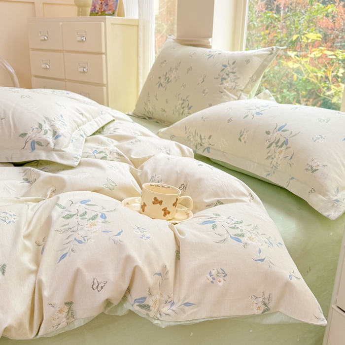 91家纺网 家纺一手货源 找家纺 佑金甜 2026新款精梳全棉印花单被套 疏影