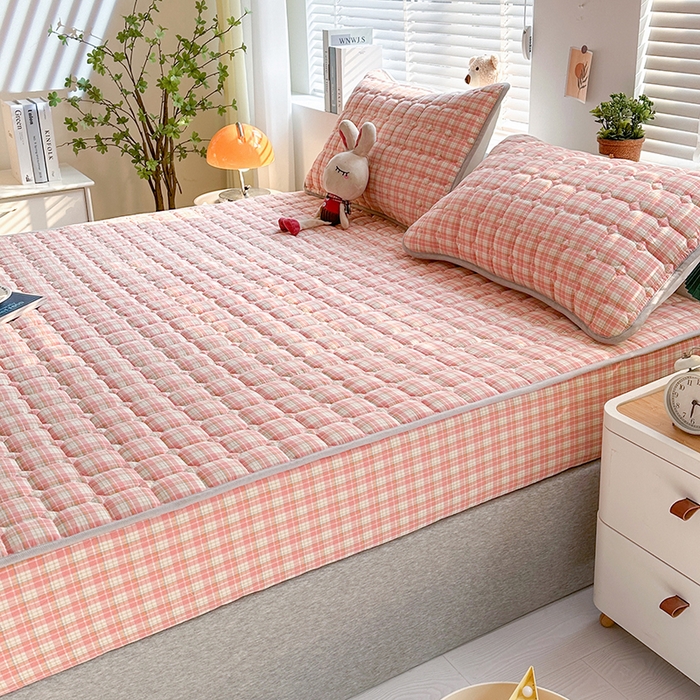 91家纺网 家纺一手货源 找家纺 犇牛仓储供应链 2026新款亲肤纯棉加厚床笠 简兮粉