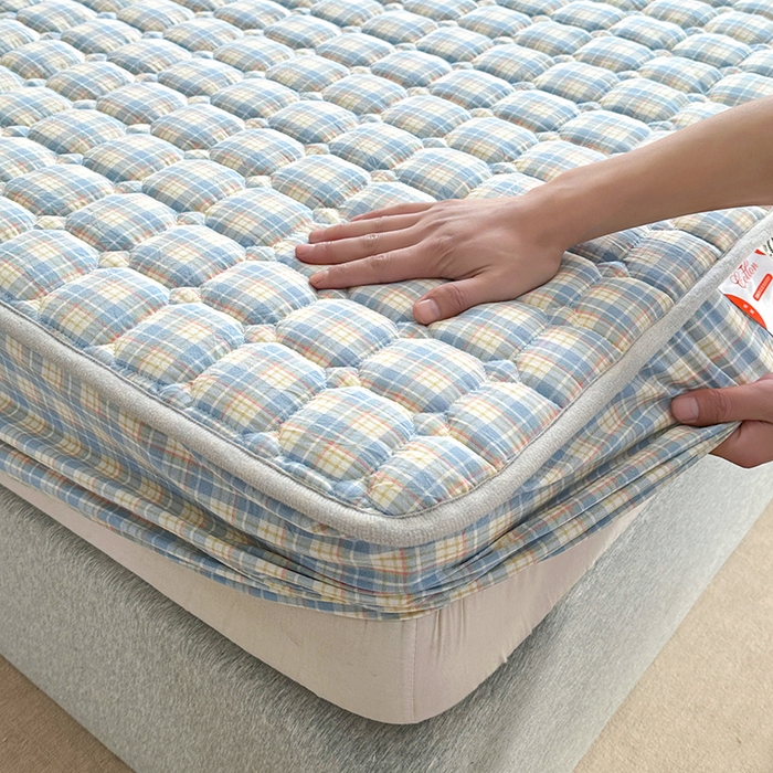 91家纺网 家纺一手货源 找家纺 犇牛仓储供应链 2026新款亲肤纯棉加厚床笠 简兮蓝