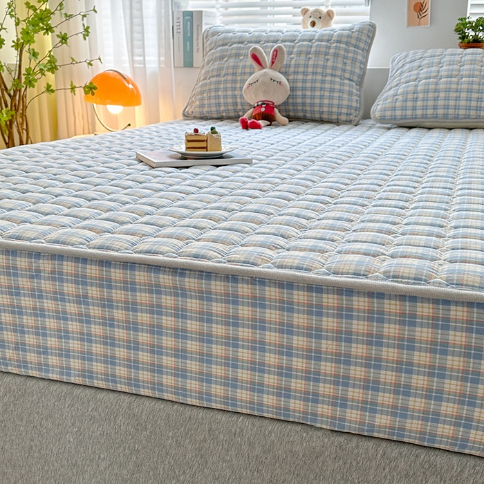 91家纺网 家纺一手货源 找家纺 犇牛仓储供应链 2026新款亲肤纯棉加厚床笠 简兮蓝