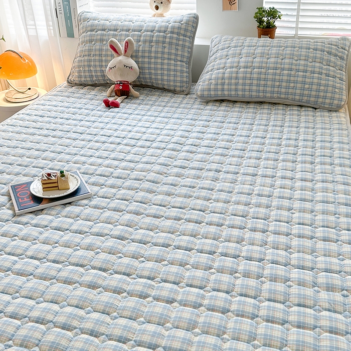 91家纺网 家纺一手货源 找家纺 犇牛仓储供应链 2026新款亲肤纯棉加厚床笠 简兮蓝