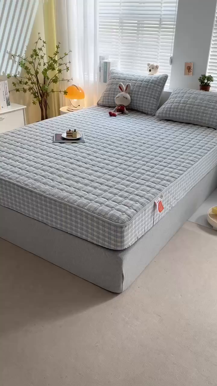 91家纺网 家纺一手货源 找家纺 犇牛仓储供应链 2026新款亲肤纯棉加厚床笠 简兮蓝