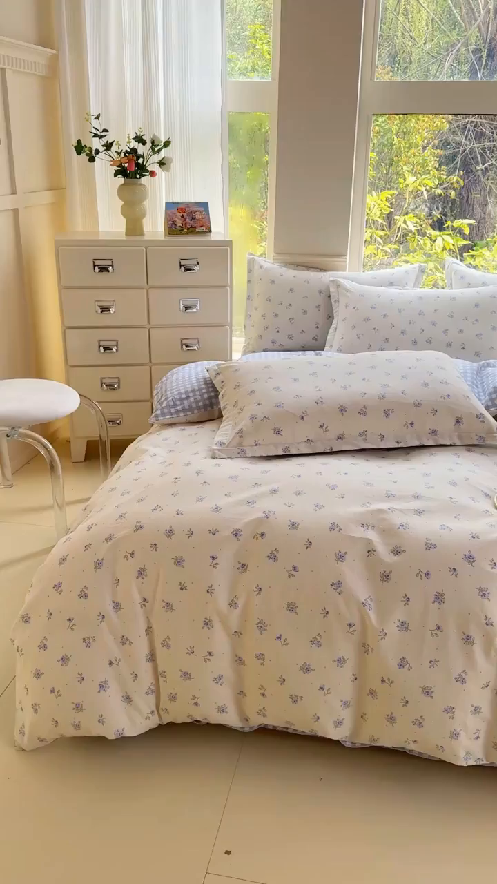 91家纺网 家纺一手货源 找家纺 佑金甜 2026新款精梳全棉印花单被套 夏日铃兰