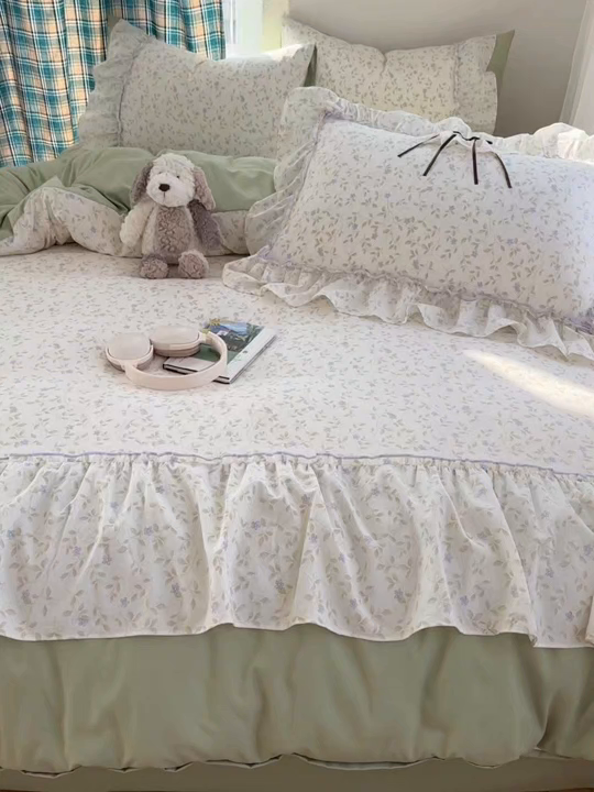 91家纺网 家纺一手货源 找家纺 （总）凯洛奇 2026新款A类仿棉云朵棉蝴蝶结花边四件套（提供买家秀）