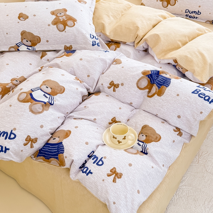 91家纺网 家纺一手货源 找家纺 佑金甜 2026新款精梳全棉印花单被套 小呆萌