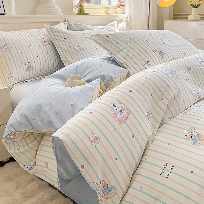 佑金甜 2026新款精梳全棉印花单被套 小熊派对