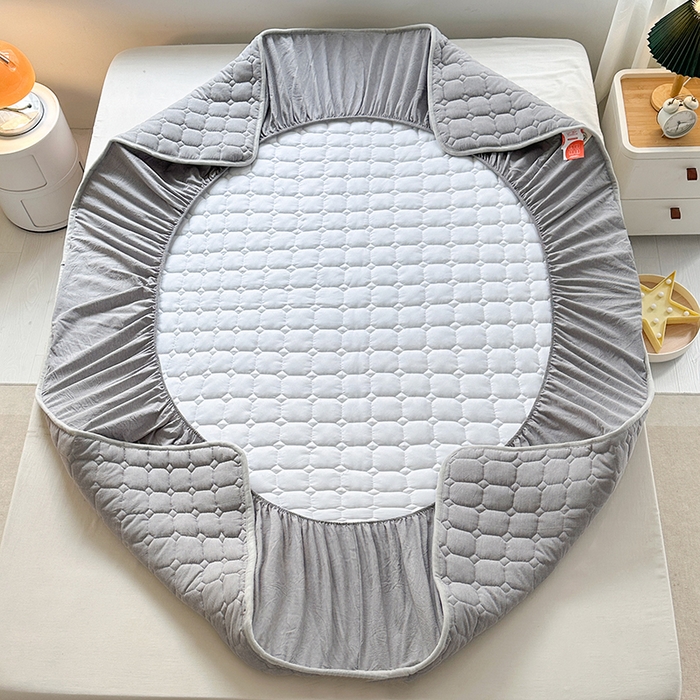 91家纺网 家纺一手货源 找家纺 犇牛仓储供应链 2026新款亲肤纯棉加厚床笠 经典冰山灰