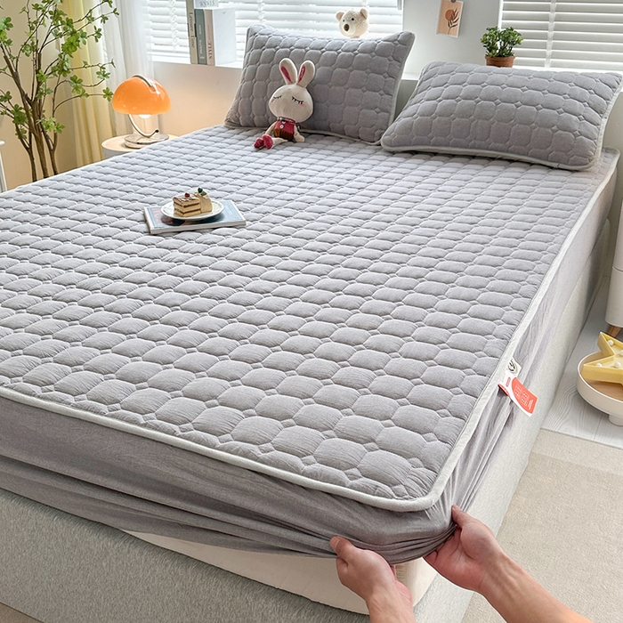 91家纺网 家纺一手货源 找家纺 犇牛仓储供应链 2026新款亲肤纯棉加厚床笠 经典冰山灰