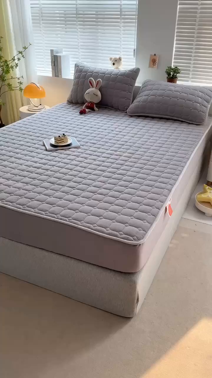 91家纺网 家纺一手货源 找家纺 犇牛仓储供应链 2026新款亲肤纯棉加厚床笠 经典冰山灰