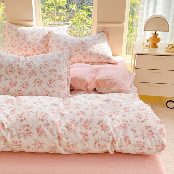 91家纺网 家纺一手货源 找家纺 佑金甜 2026新款精梳全棉印花单被套 昕薇花语